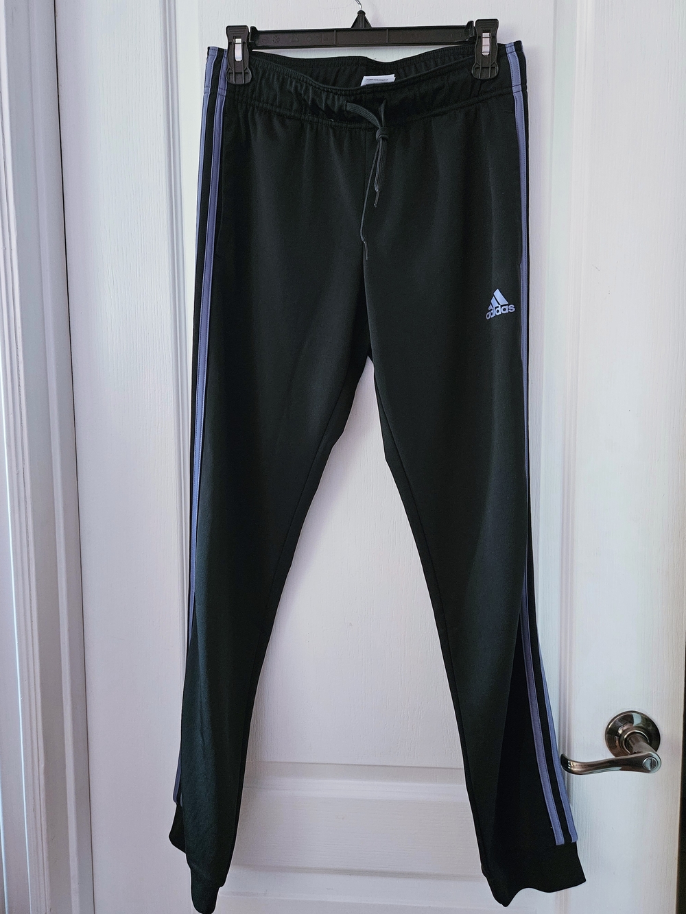 adidas Women's Black Joggers with Lavender Side Stripes Size Small